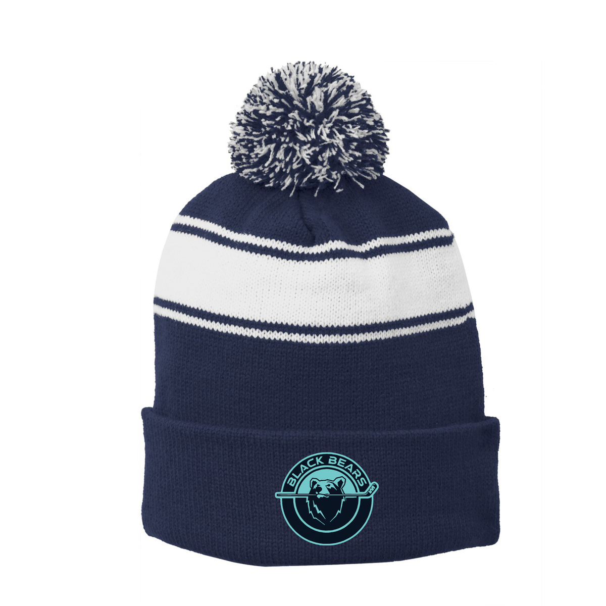 Sport-Tek® Stripe Pom Pom Beanie